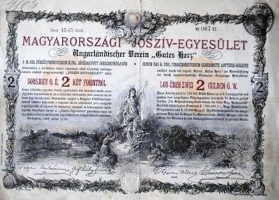 Asociația maghiară „Inimi caritabile”; Bilet de loterie în valoare de 2 forinți/guldeni pentru colectarea de fonduri