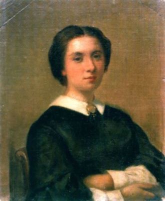 pictură - Anonim francez; Portert de femeie cu brațele încrucișate