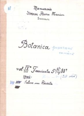 manuscris - Marian, Simion Florea; Botanică poporană: vol. IX, fascicola 5: specii: Salcea sau Răchita