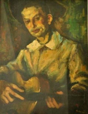 pictură - Troteanu, Petru Remus; Băiatul cu chitara