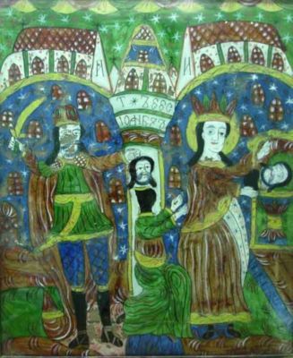 icoană pe sticlă - Tămaș, Petru; Tăierea capului Sfântului Ioan Botezătorul