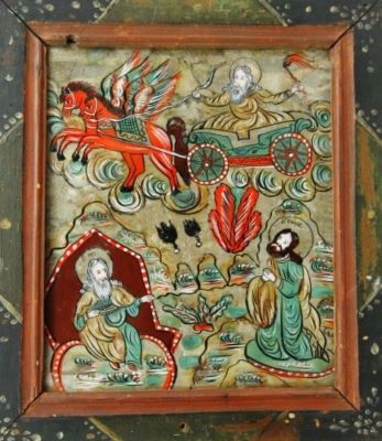 icoană pe sticlă - Moga, Savu; Sfântul Prooroc Ilie