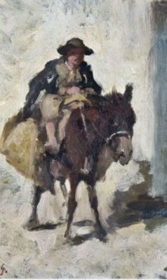 pictură - Grigorescu, Nicolae; Cioban călare pe asin