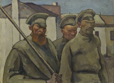 pictură de șevalet - Ressu, Camil; Soldați din timpul revoluției rusești la Iași, 1917