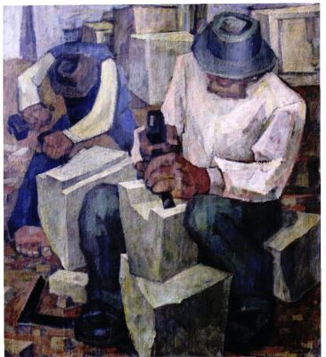 pictură de șevalet - Mohi, Alexandru; Cioplitorii în piatră