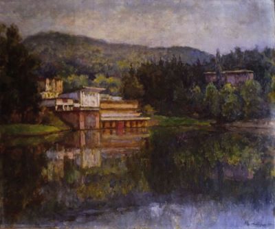 peisaj - Mützner, Samuel; Seara pe lacul Sovata
