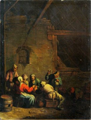 pictură de șevalet - Ostade, Adriaen van (după); Petrecere în interior țărănesc