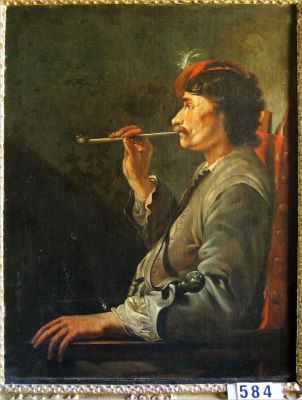 pictură de șevalet - Duck, Jacob  (în registrul inventar: genul lui Gerard van Honthorst); Soldat fumând