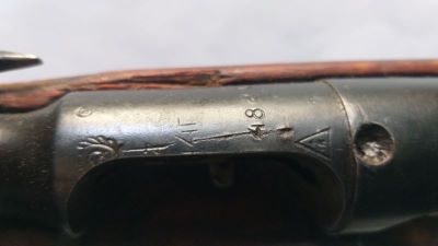 Moisin-Nagant; Carabină Mosin Nagant (secționată) cu baionetă rabatabilă ,cal. 7,62 mm, model 1944, seria 4820