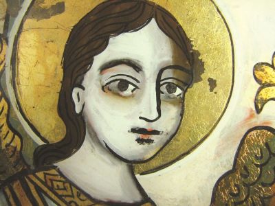 icoană pe sticlă - Savu Moga; Bunavestire