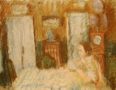 pastel - Țuculescu, Ion; Femeie în interior
