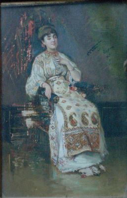 pictură de șevalet - Aman, Theodor; Femeie în costum național