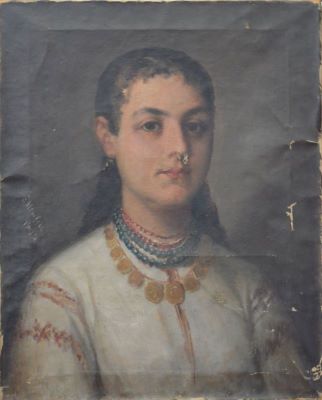 pictură de șevalet - Henția, Sava; Fată cu salbă