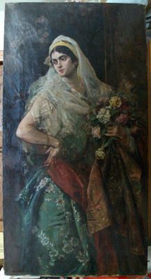 pictură de șevalet - Aman, Theodor; Vânzătoarea de flori