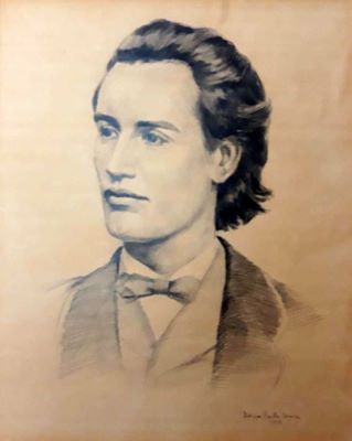 grafică de șevalet - Moscu, Adina Paula; Portret (Mihai) Eminescu