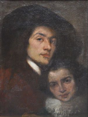 pictură de șevalet - Romano, Alexandru; Portret (de) bărbat și copil