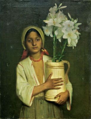 pictură de șevalet - Artachino, Constantin; Fată cu crin