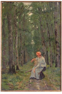 pictură de șevalet - Andreescu, Ion; Femeie în pădure