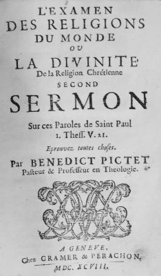 carte veche - Bénédict Pictet, autor; L'examen des religions du monde ou la divinite de la religion chrétienne