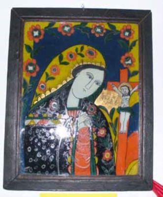 icoană pe sticlă; Maria Îndurerată
