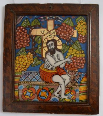 icoană pe sticlă; Iisus Hristos Euharistic