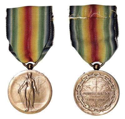însemnul medaliei; Medalia „Victoriei în marele război pentru civilizație”