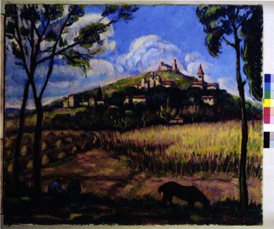 pictură de șevalet - Dărăscu, Nicolae; Vedere a satului Grimaud