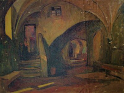 pictură de șevalet - Satmary, Alexandru Carol; Interior cu bolți