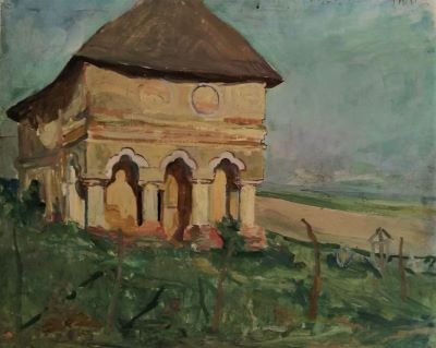 pictură de șevalet - Satmary, Alexandru Carol; Biserica din câmp