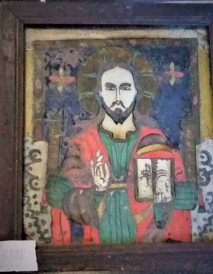 icoană pe sticlă - anonim; Isus invatator