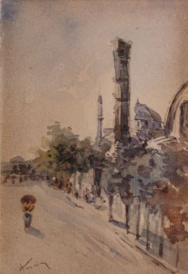 acuarelă - Aman, Theodor; Stradă din Constantinopol