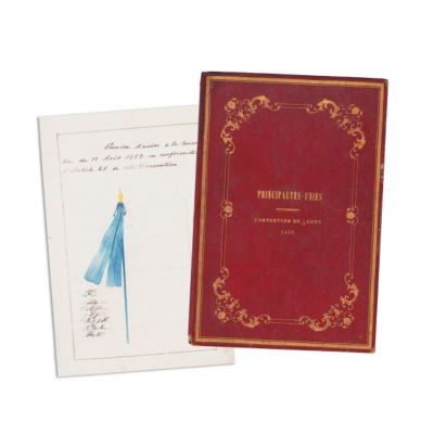 manuscris; Copia oficială acordată Principatelor Române de către Imperiul Otoman, a Convenției de la Paris din 1858 – Principautés-Unies Convention du 7/19 août 1858