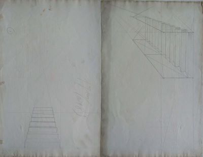 schiță - Tattarescu, Gheorghe; Scară față, verso