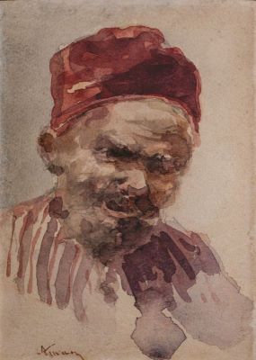 acuarelă - Aman, Theodor; Cap de turc