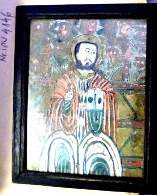 icoană pe sticlă - anonim; Isus invatator