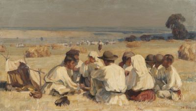 pictură de șevalet - Popescu, Ștefan; Prânzul secerătorilor