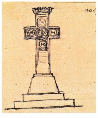 desen - Storck, Frederic; Schiță de monument  funerar-cruce