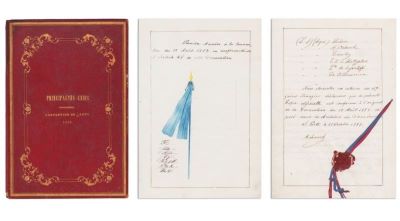 manuscris; Copia oficială acordată Principatelor Române de către Imperiul Otoman, a Convenției de la Paris din 1858 – Principautés-Unies Convention du 7/19 août 1858