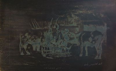 gravură - Aman, Theodor; Înjugatul boilor