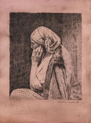 gravură - Aman, Theodor; Grija