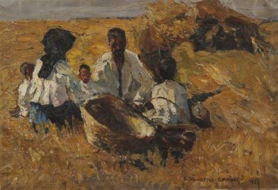 pictură de șevalet - Schweitzer-Cumpăna, Rudolf; Prânz țărănesc
