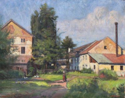 pictură de șevalet - Mikola, András; Moară la Baia Mare