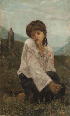 pictură de șevalet - Andreescu, Ion; Fată pe iarbă