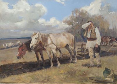 pictură de șevalet - Stoica Dumitrescu, Ion; La arat