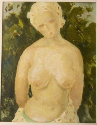 pictură de șevalet - Tonitza, Nicolae; Nud pe fond verde