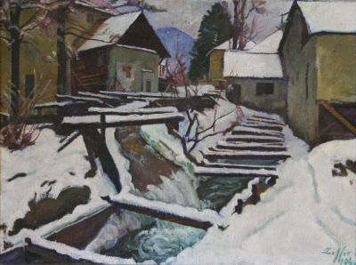 pictură de șevalet - Ziffer, Sándor (Alexandru); Moară la Baia Mare