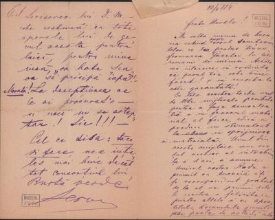 scrisoare - Groza, Moise; Groza Moise către cumnatul, dr. Mureșianu Aurel