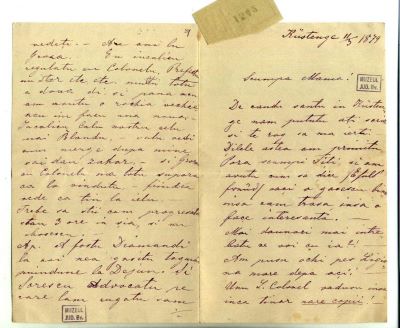 scrisoare - Groza, Elena; Groza Elena către mama sa, Mureșianu Sevastia