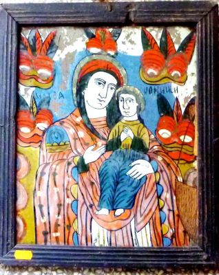 icoană pe sticlă - Maria Chifor?; Maica Domnului