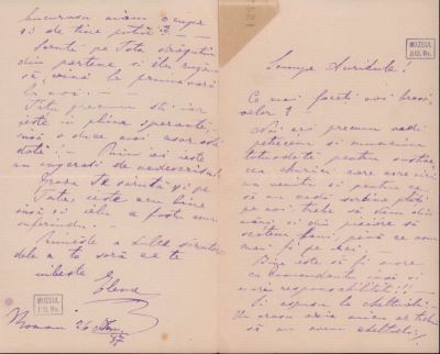 scrisoare - Elena și Moise Groza; Groza Elena către fratele, dr. Mureșianu Aurel